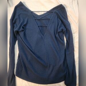 Navy Blue V-Neck Women's Top